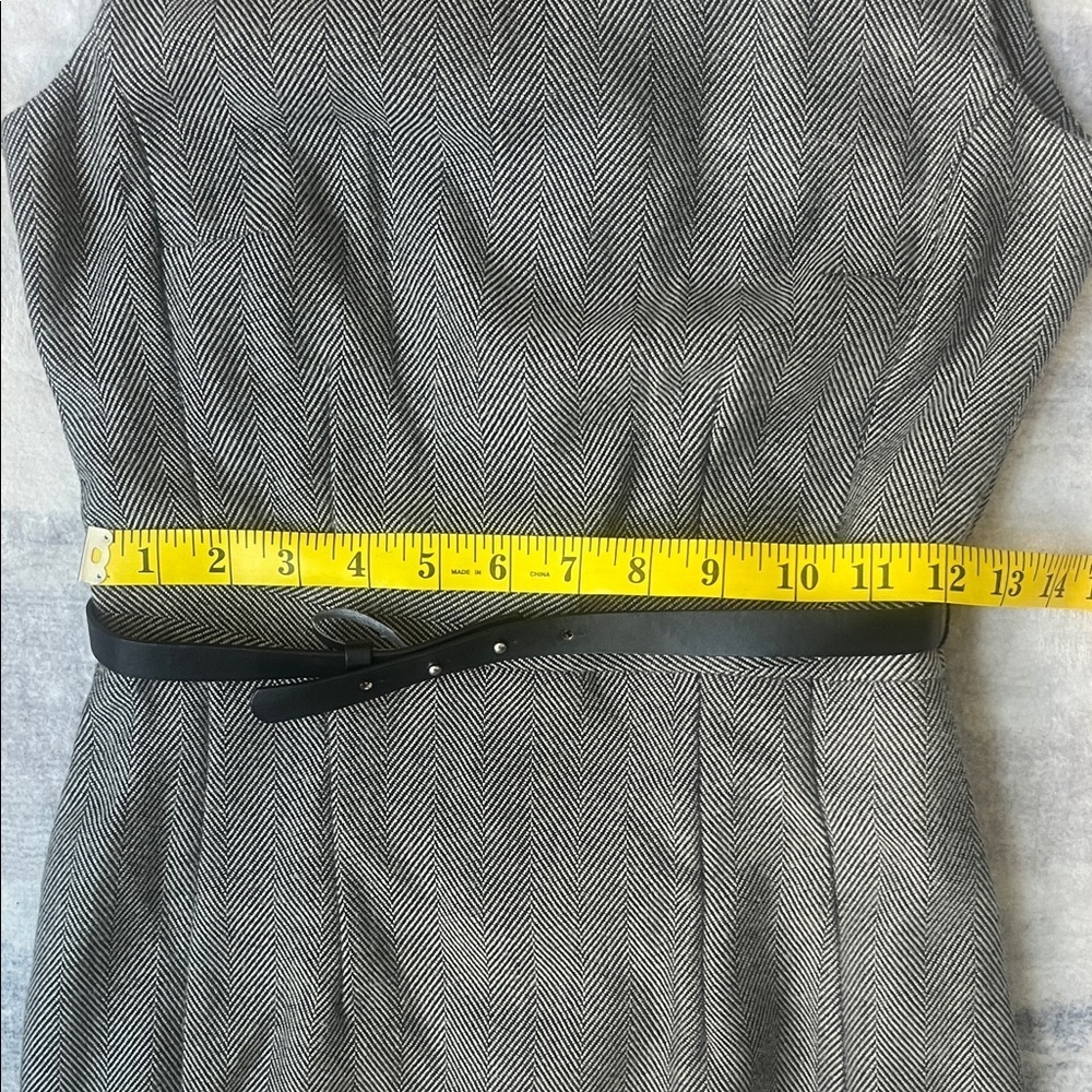 (267)H&M Gray Midi Dress with Black Belt - Picture 4 of 5